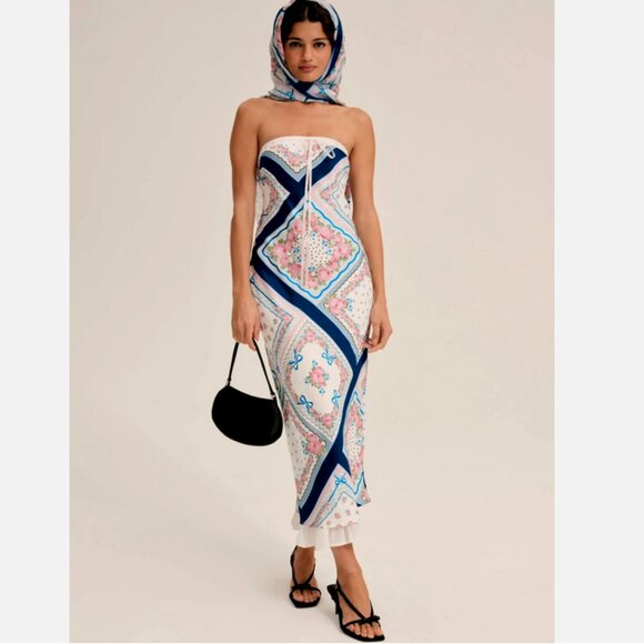 For Love & Lemons Daisy Mae Strapless Midi Slip Dress Size 1X Anthropologie NWT - Picture 1 of 11